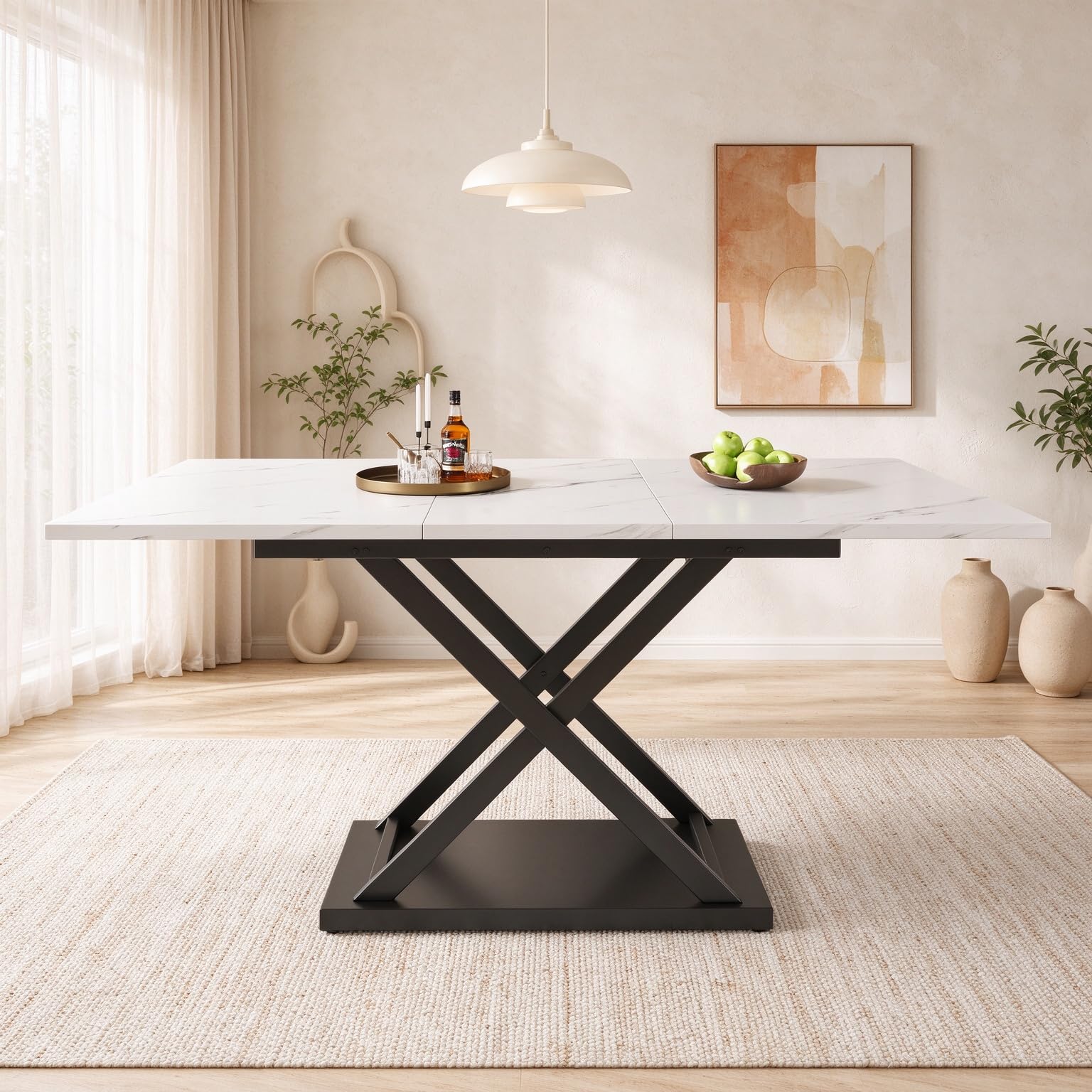 Table Extensible avec piètement métal pour Cuisine et Salon