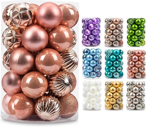 AMS Mini adornos de bola de Navidad de 34 quilates, decoración de fiesta, inastillable, colgante para decoración de árbol de Navidad (1.57