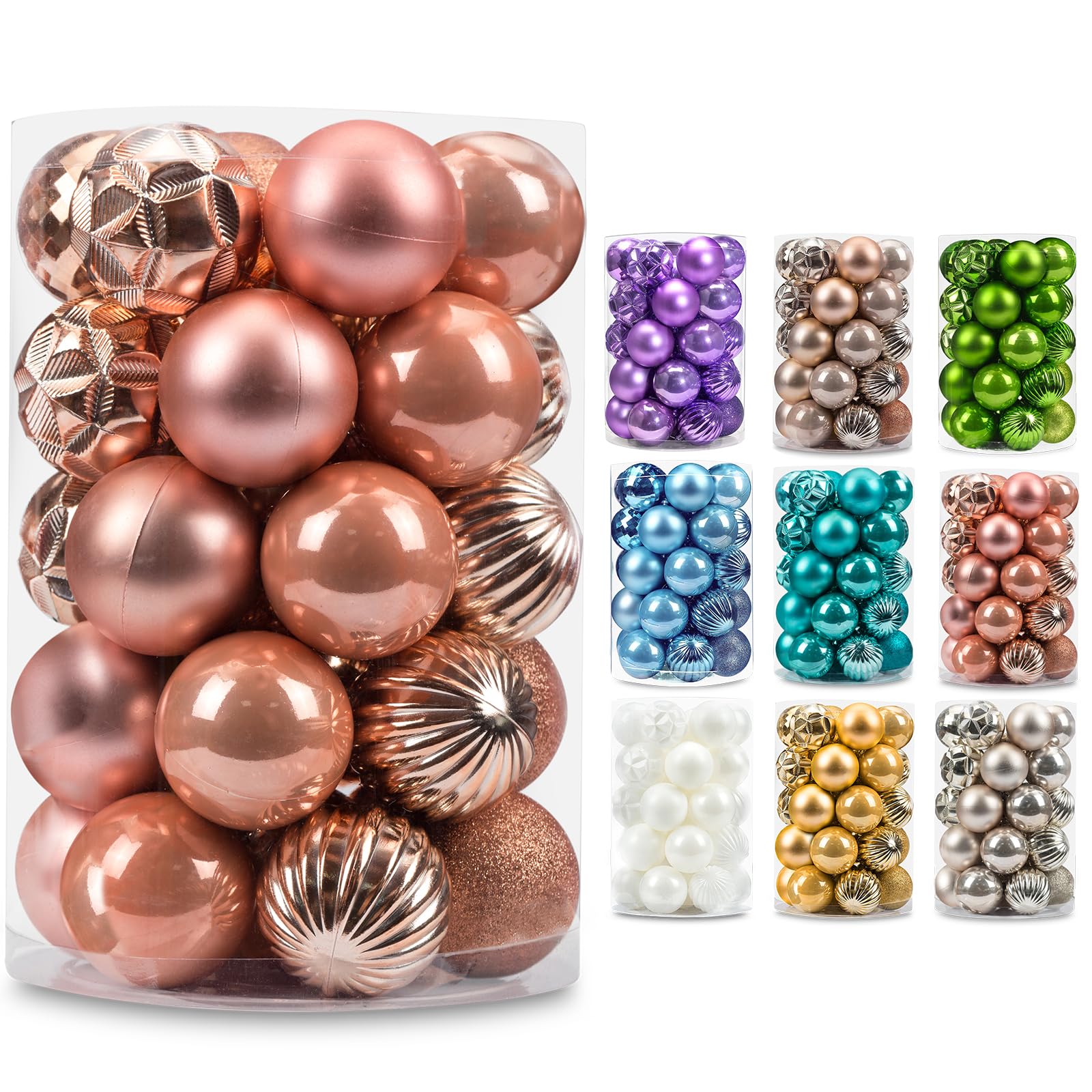 Grandes boules de Noël de qualité supérieure AMS or rose incassables