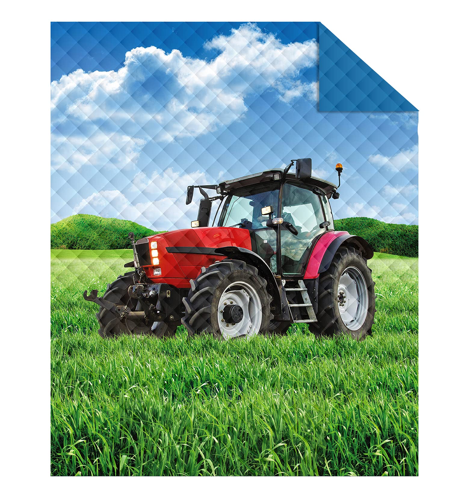 Couvre-lit tracteur rose enfant K038 en piqué de coton supérieur