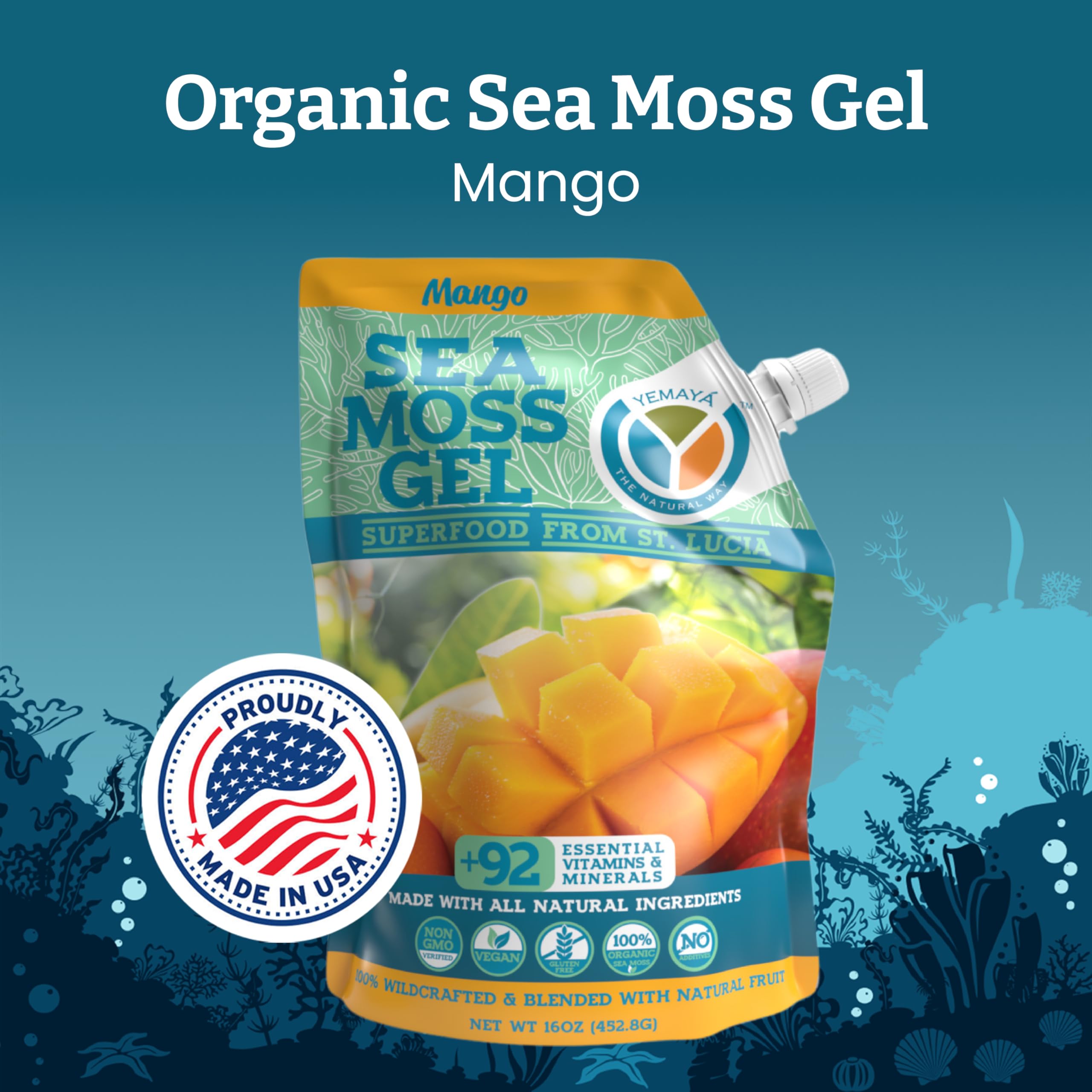 Amazon.com: Yemayá Organic Sea Moss Gel Mango | Wildcrafted