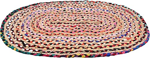 Miniatura 4 de Chindi - Alfombra de trapo de algodón de yute de 2 x 3 pies, alfombra reversible, alfombras para sala de estar, alfombras de cocina, alfombra de