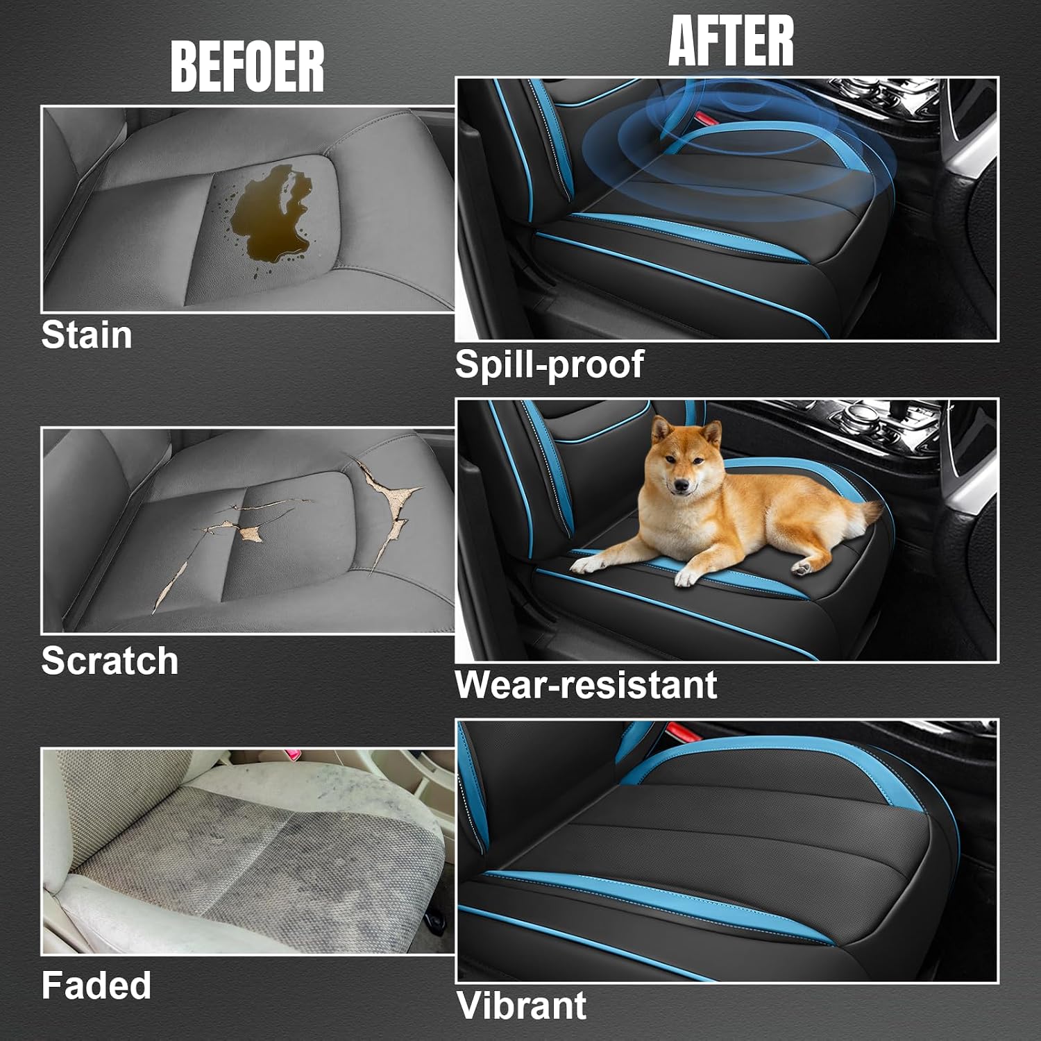 Custom Fit Seat Covers for Nissan Z 2023-2024, Abrasion & Stain-Resistant Leatherette, Soft Breathable Design for Lasting Comfort(2 Seats Standard,Black Blue)