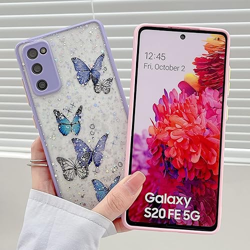 Miniatura 3 de SUYACS Funda para Samsung Galaxy S20 FE 5G linda mariposa con purpurina completa para mujeres y niñas, TPU suave transparente a prueba de golpes
