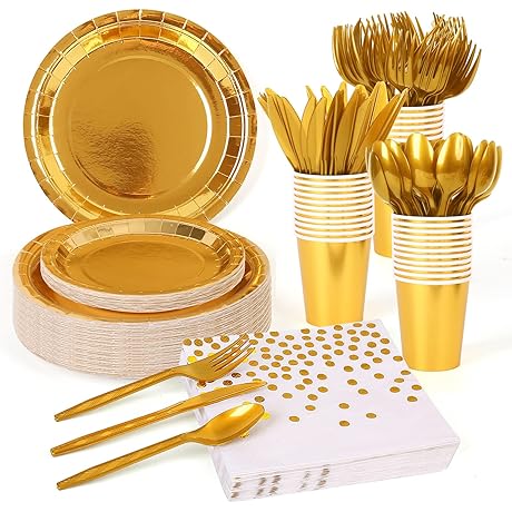 175-Piece Exquisite Gold Dinnerware Set: A Touch of Elegance for Your Special Occasions