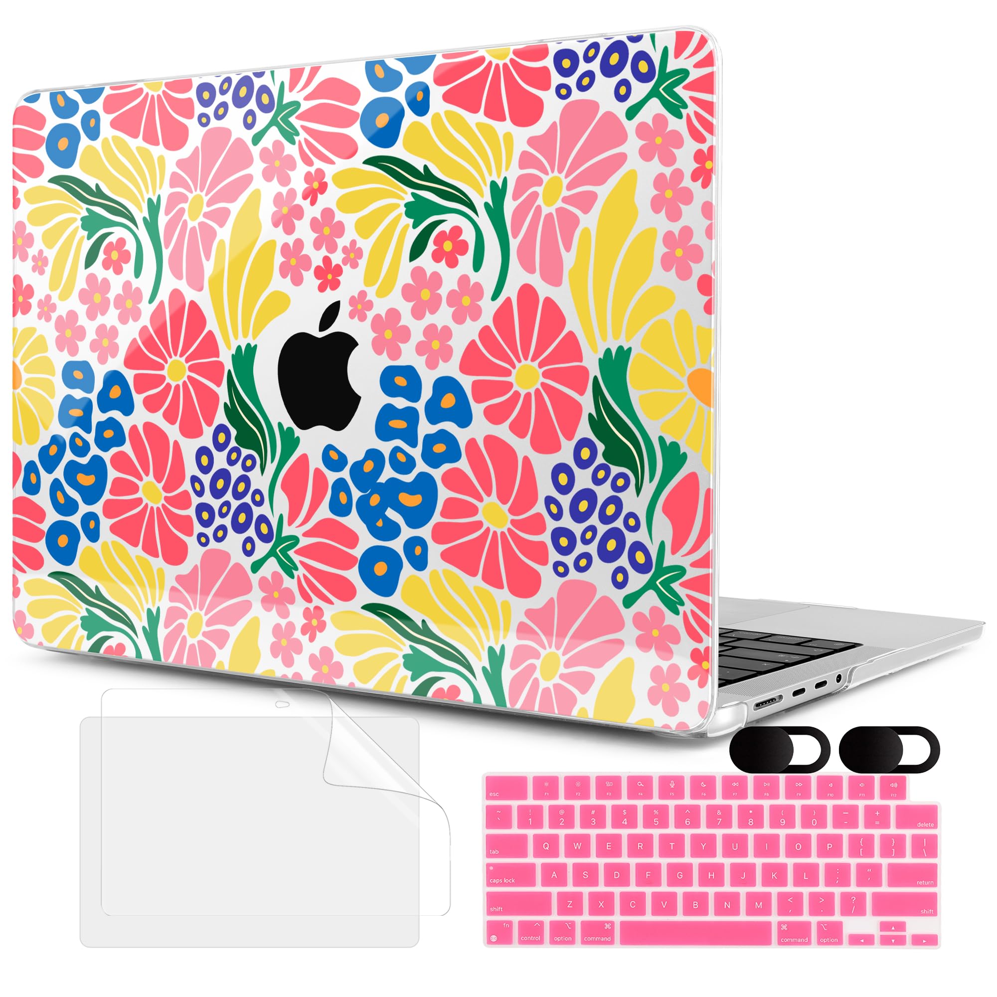 MEEgoodo Case for MacBook Pro 16 inch 2026 2024 2023 2021, Laptop Hard Shell Compatible with M5 M4 M3 M2 M1 Pro/Max Chip, Fit Model A3429/A3428/A3403/A3186/A2991/A2780/A2485, Groovy Flower