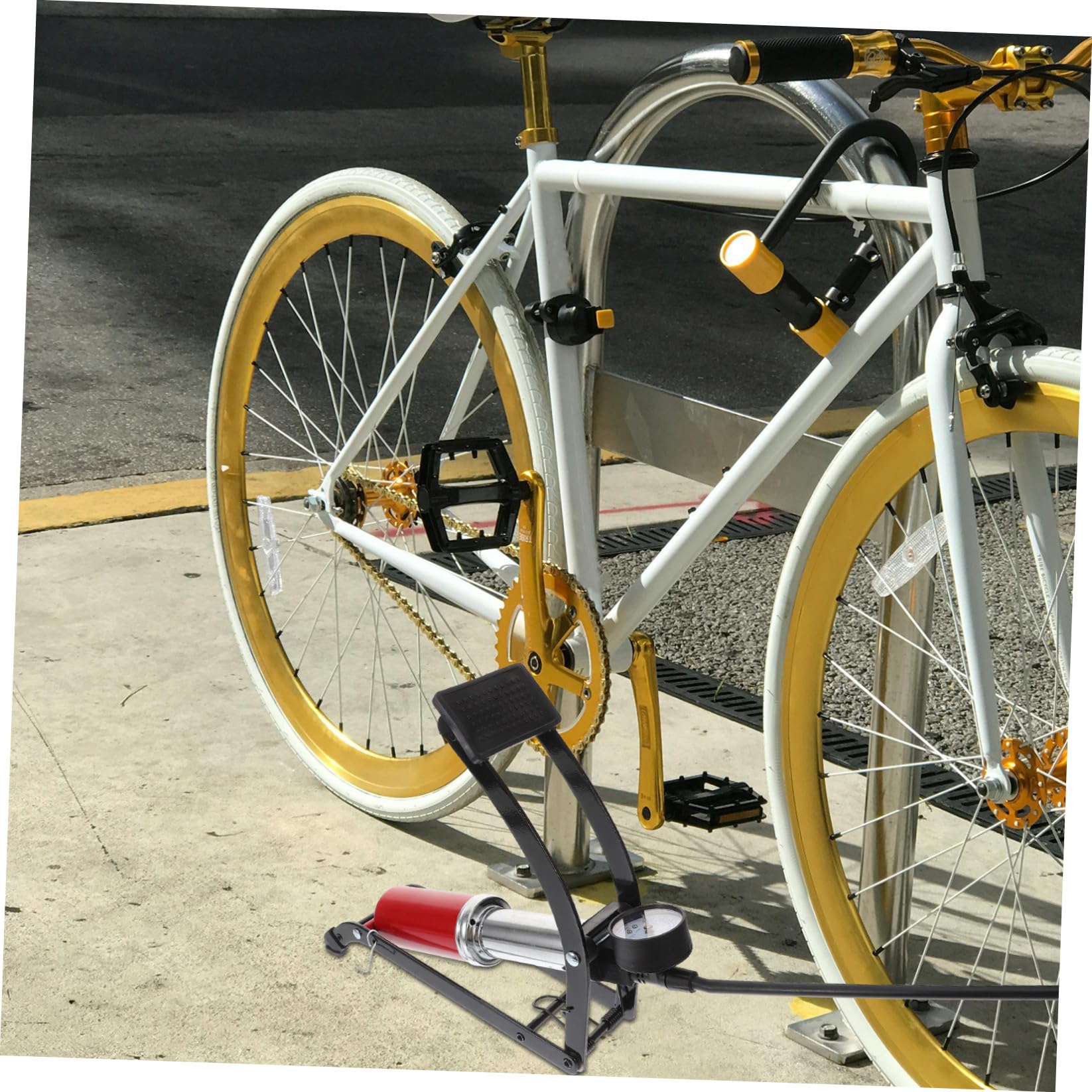 Bomba de Inflado para Ruedas de Bicicleta y Balón, Ligera y Compacta de Hierro Pedal para Alta Presión y Uso Doméstico