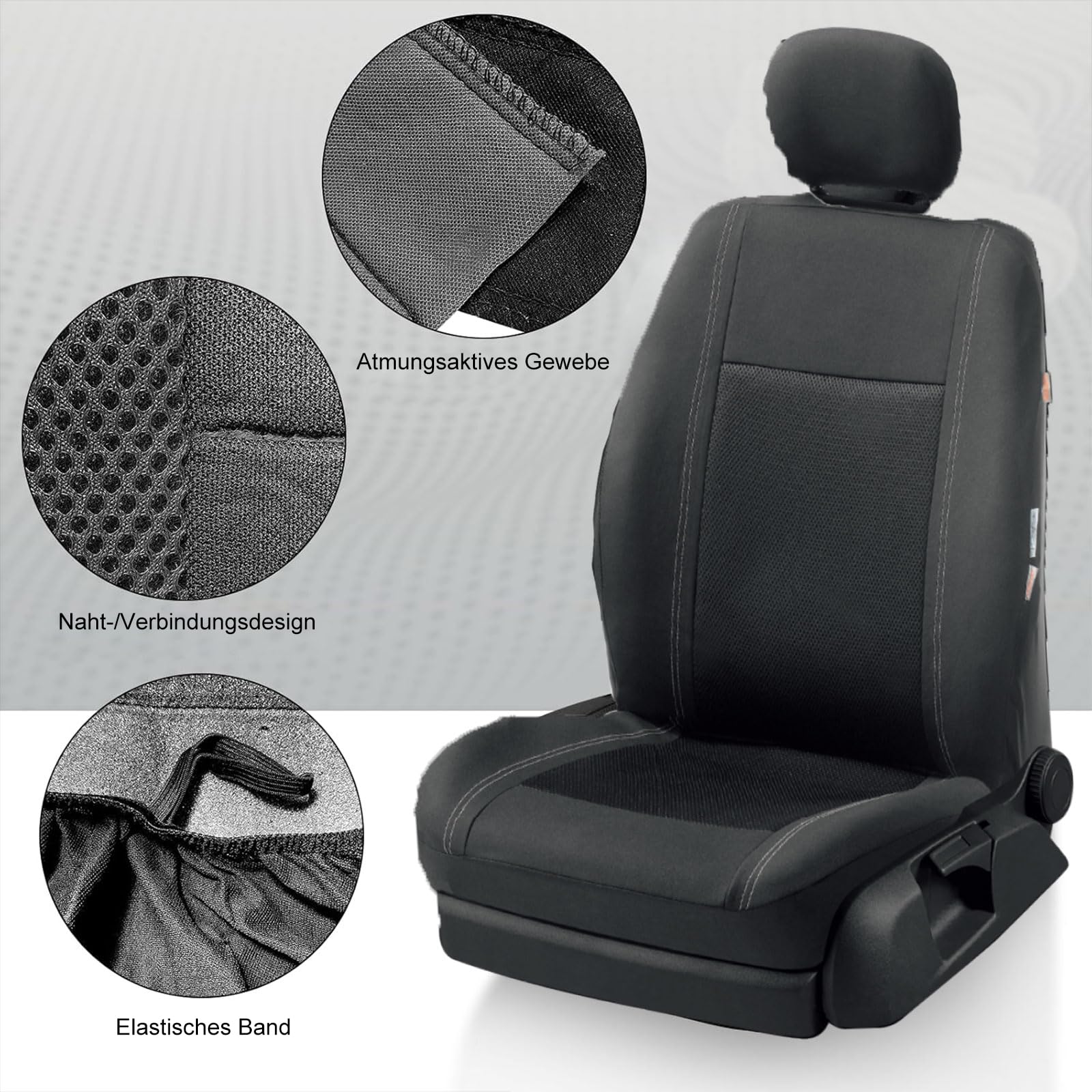 Funda de Asiento de Coche Universal 9 Negro | Cubre Universal | Protector de Asiento Delantero para Delantero y Trasero Impermeable