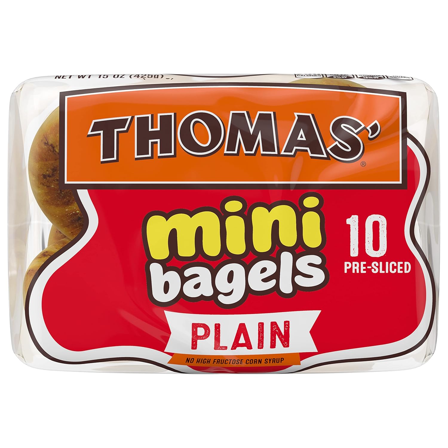 Buy Thomas' Plain Mini Bagels, 10 PreSliced Mini Bagels with No High