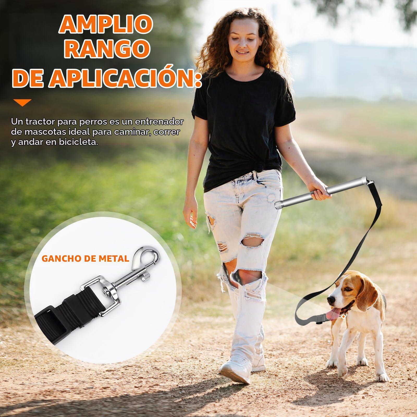 Correa para Perros Bicicleta - Correa Perro Bicicleta Se Puede Girar 180°, Fuerte Absorción de Impactos | Ajustable | Extraíble/Entrenamiento Jogging/Montar en Bicicleta