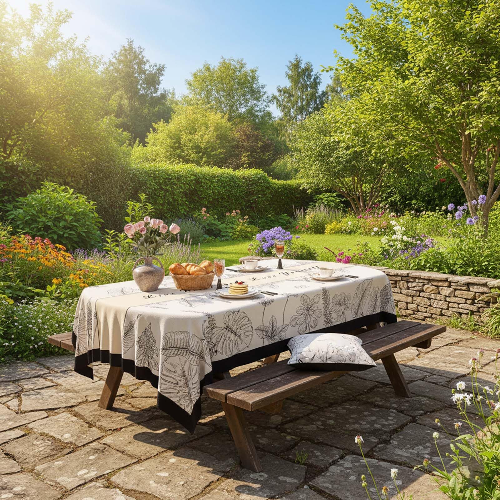 Mantel Impermeable Antimanchas PVC, Mantel De Mesa Lavable, Mantel Plastificado Antiaceite, Impermeable Y Reutilizable, Ideal para Cocina, Jardín, Terraza, Picnic, Fiesta (A 140x220cm)