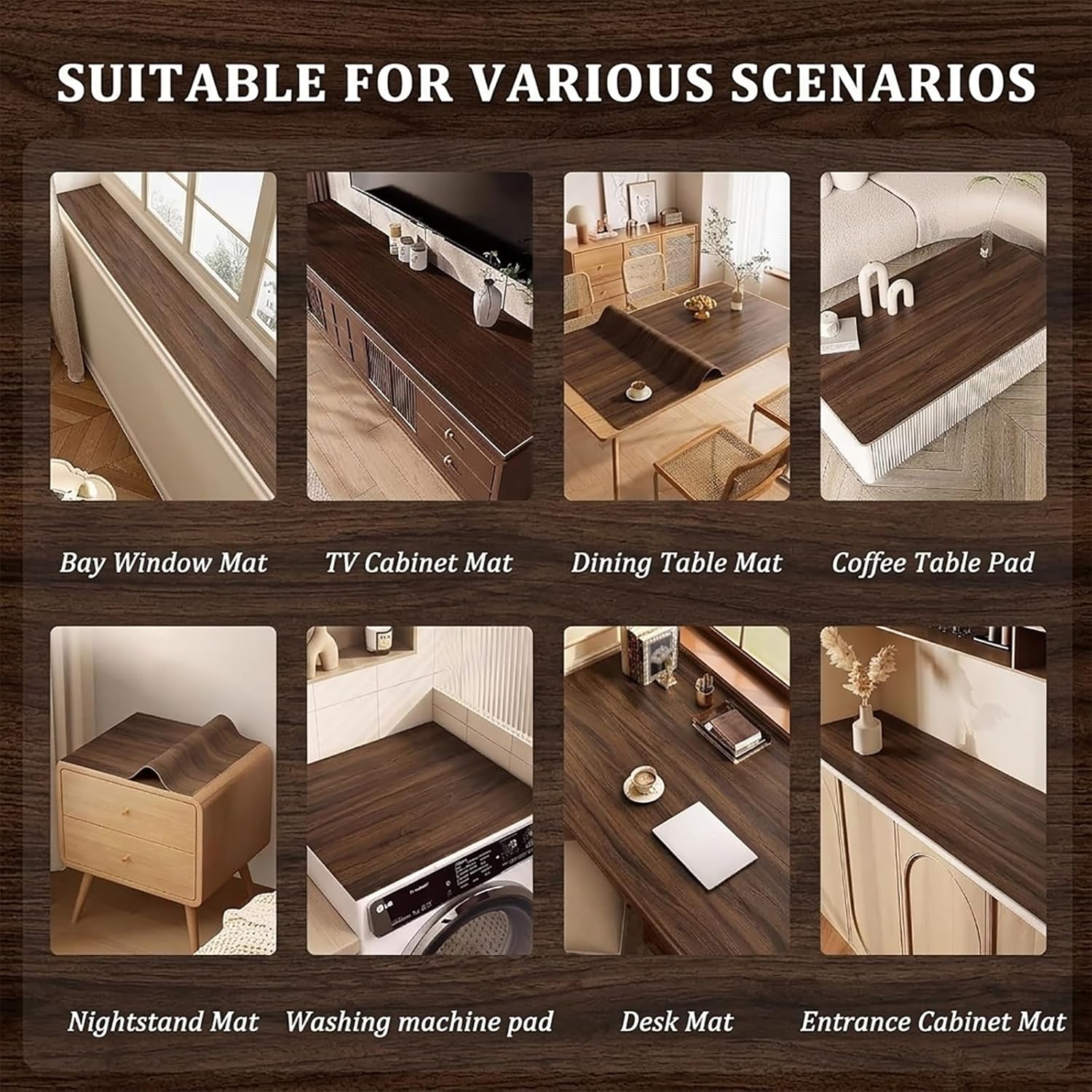 Window Sill Mats, Faux Leather Wood Grain Window Sill Protector, Non-Slip Window Sill Covers, Waterproof Easy to Clean,for Bay Windows and Balconies Furniture (B, 14''x79'')
