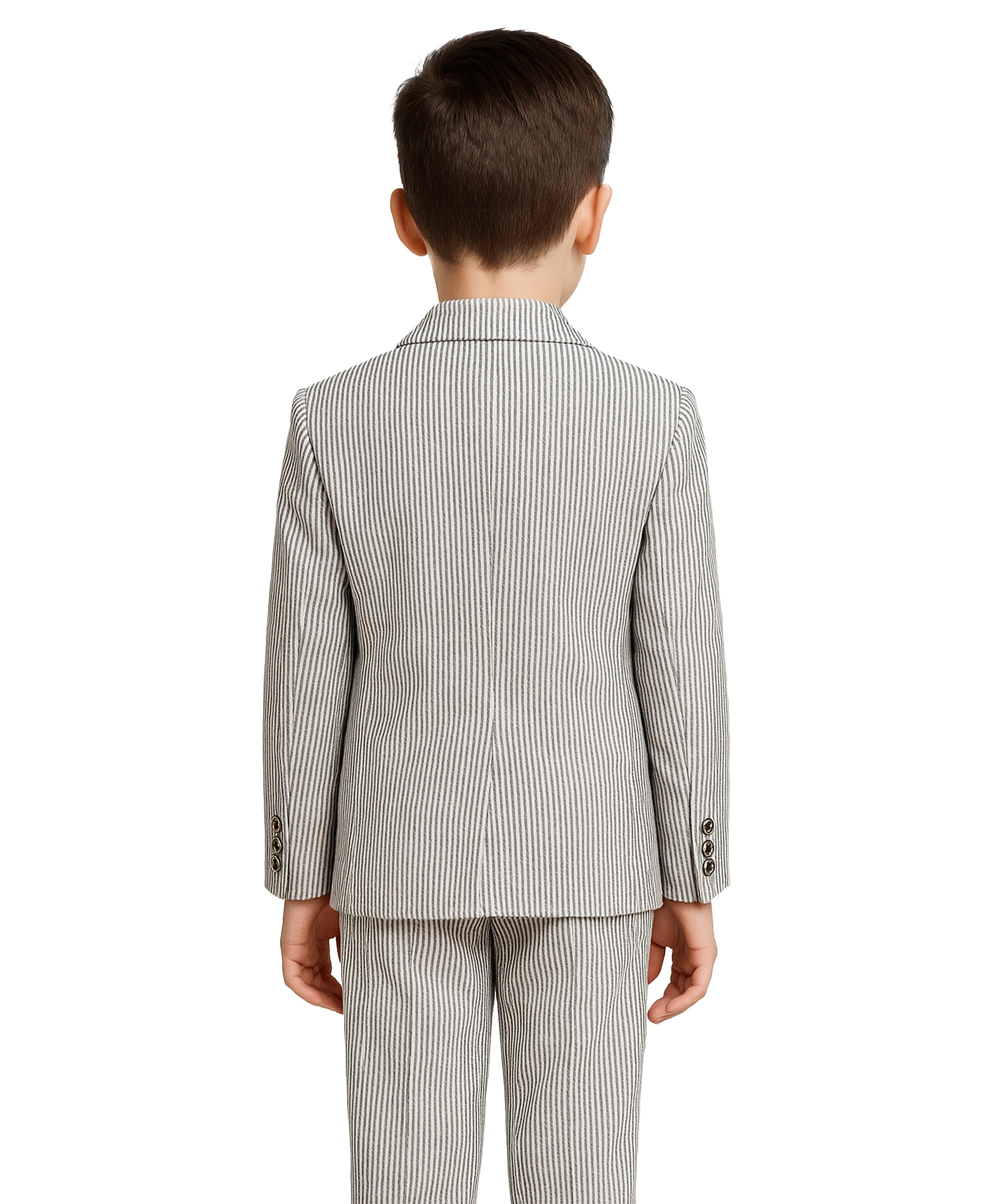 SIRRI Chłopięcy dwurzędowy garnitur w prążki 3-częściowy zestaw slim fit strona chłopiec formalny strój