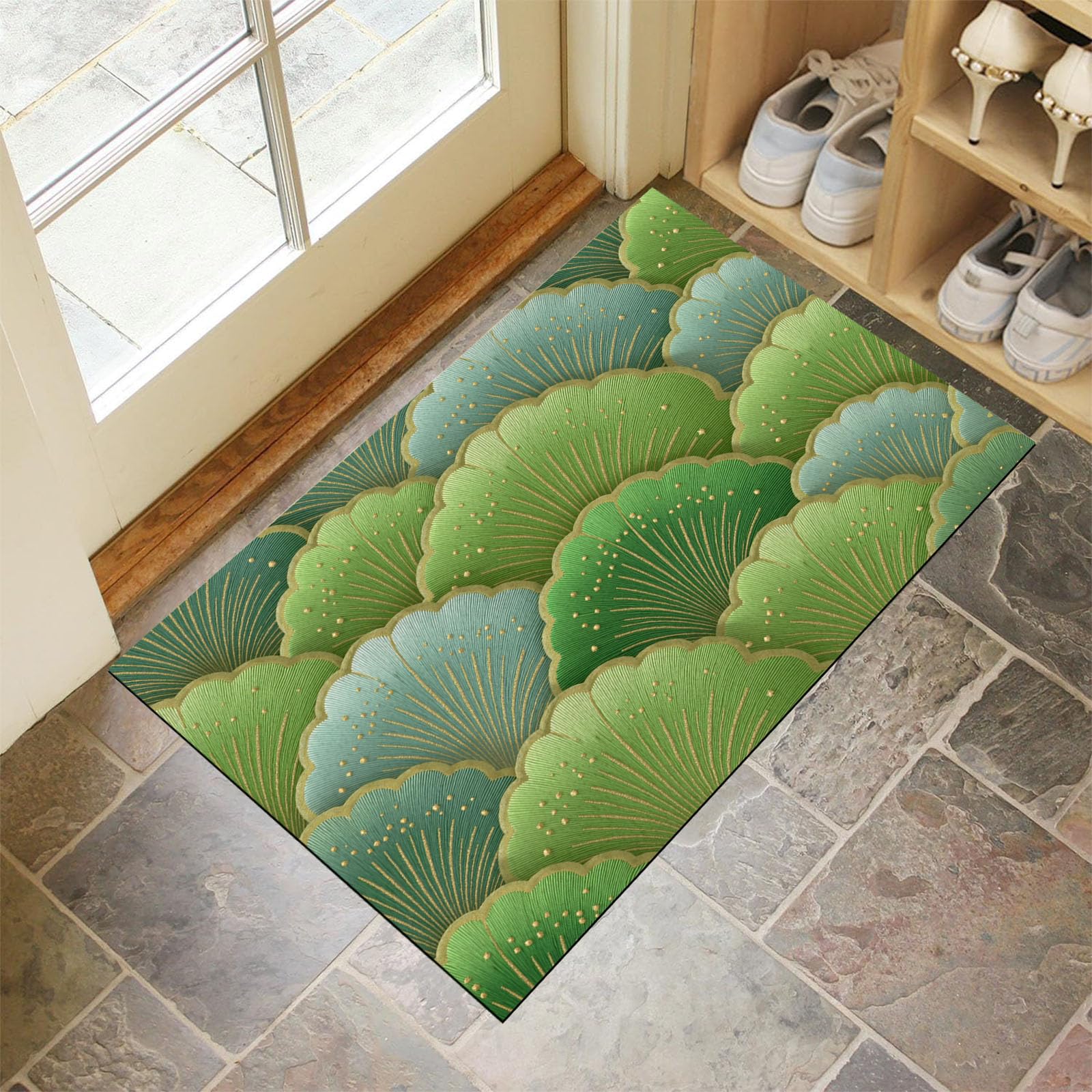 Tapis d'entrée intérieur lavable vert pour éliminer la saleté et simplifier le ménage