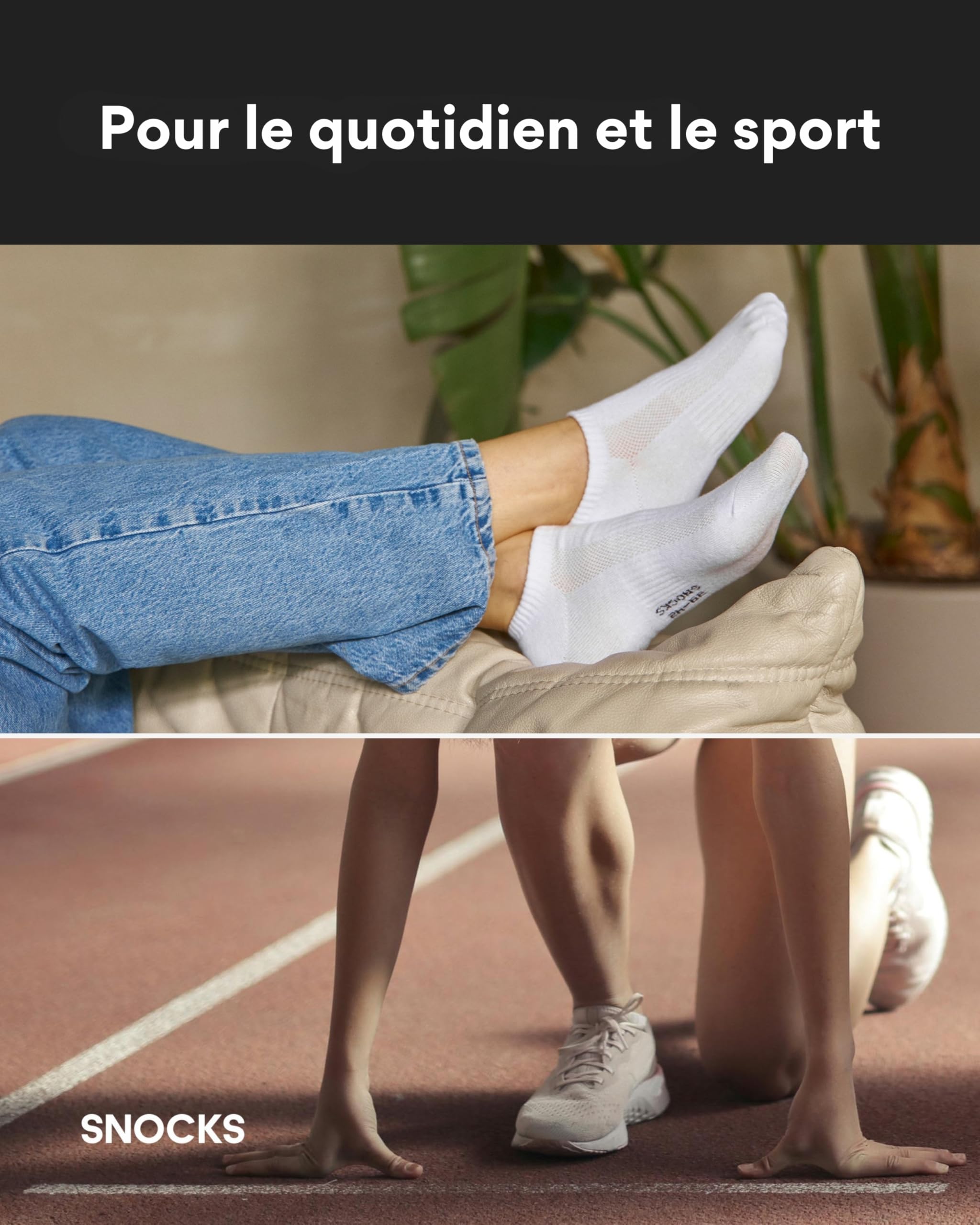 Snocks Chaussettes en Fibre de Bambou - Lot de 6 Socquettes Basses Homme et Femme - Chaussettes Douces et Respirantes Contre la Transpiration Taille 35-50