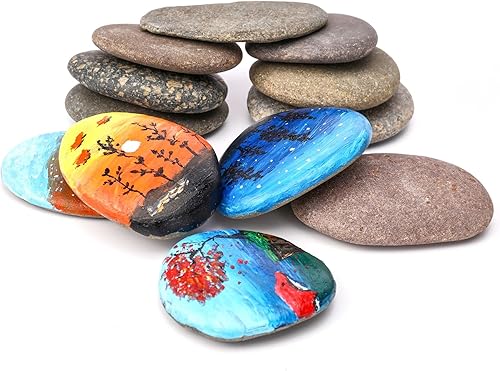 Miniatura 1 de ShoppeWatch River Rocks para pintar  Piedras de pintura lisas para manualidades  Superficie de firma plana  Guijarros decorativos de bondad  12