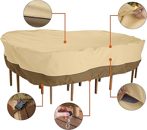 Vista 23 de Funda protectora para mesa y sillas de patio y galería Classic Accessories, rectangular/ovalada, XL, Pebble