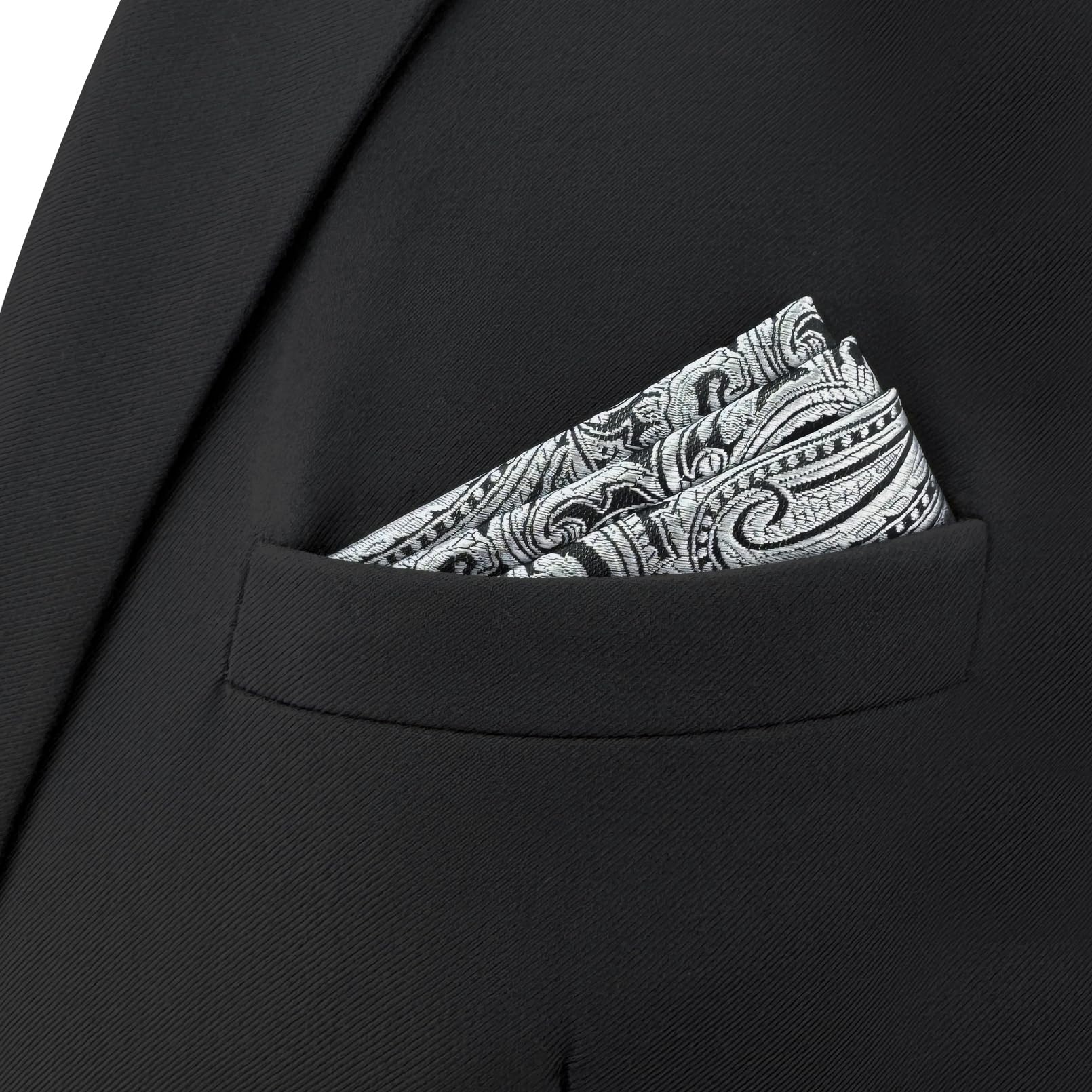 S&W SHLAX&WING Designerska męska poszetka srebrna czarna paisley dla mężczyzn garnitury prezentowe poszetki dla mężczyzn