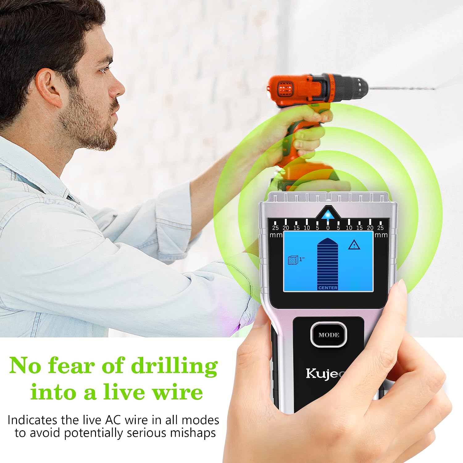 Kuject Stud Finder Wall Scanner, 4 in 1 Electronic Stud Sensor with Magnetic Detector, Bubble Level, LCD Display