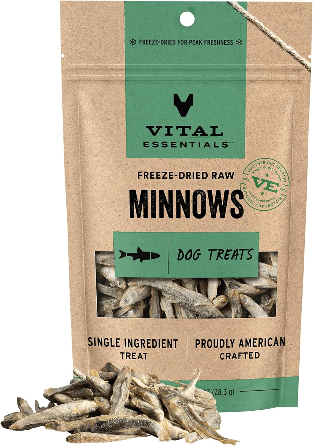 Vital Essentials Freeze-Dried Raw Minnows Dog Treats - Single Ingredient Grain-Free High-Protein Rewards 1oz