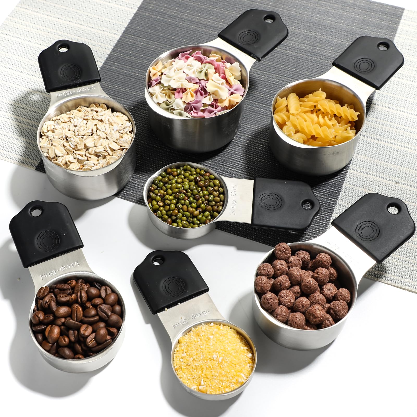 Set di 7 misurini magnetici impilabili, resistenti, in acciaio inox, per misurare ingredienti secchi e liquidi