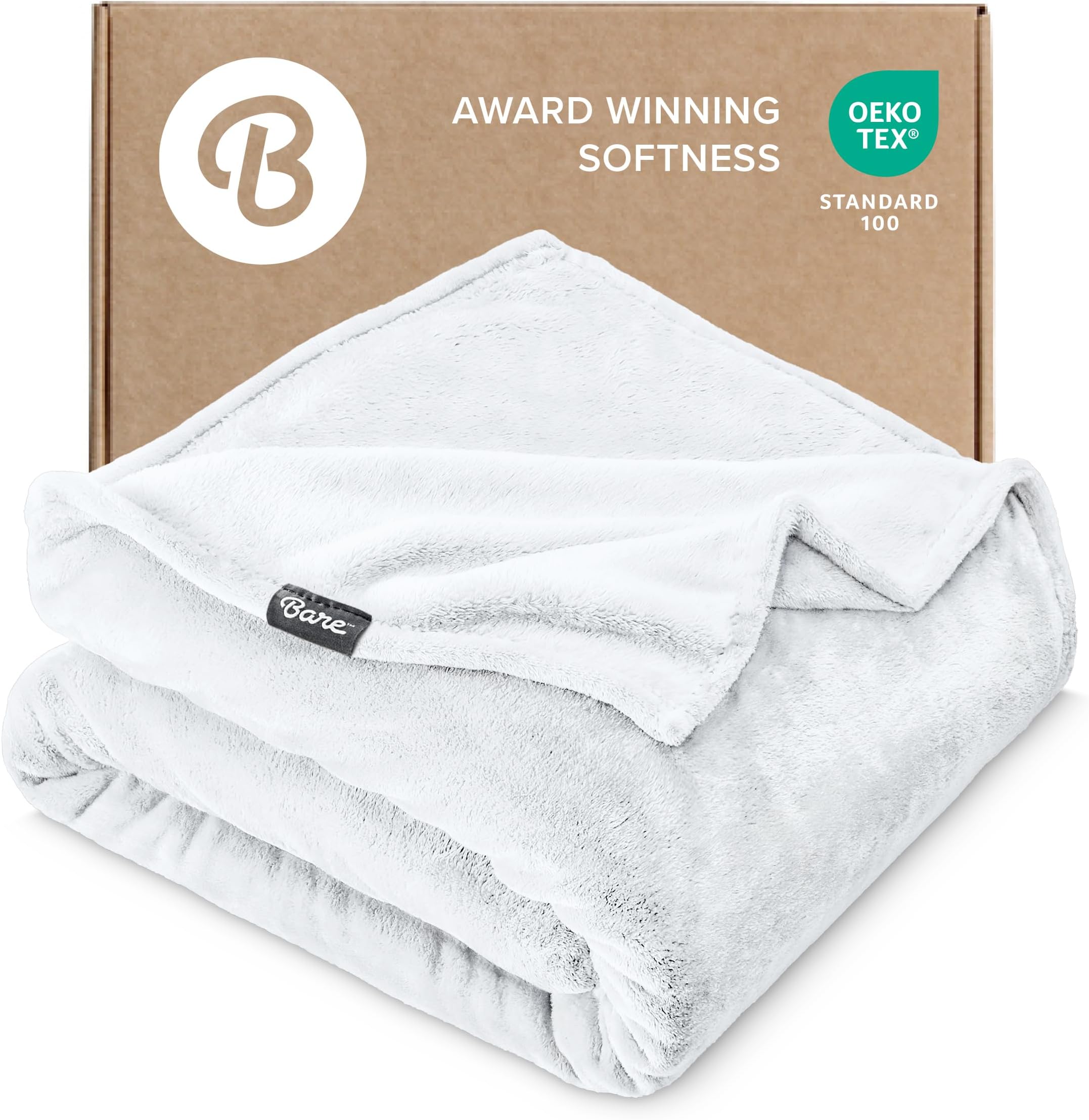 Bare Home Fleece Blanket - Twin/Twin Extra Long - Ultra-Soft Lightweight for Bed, Sofa, and Couch - Luxury Microplush - Cozy Warm Blanket (Twin/Twin XL, White)