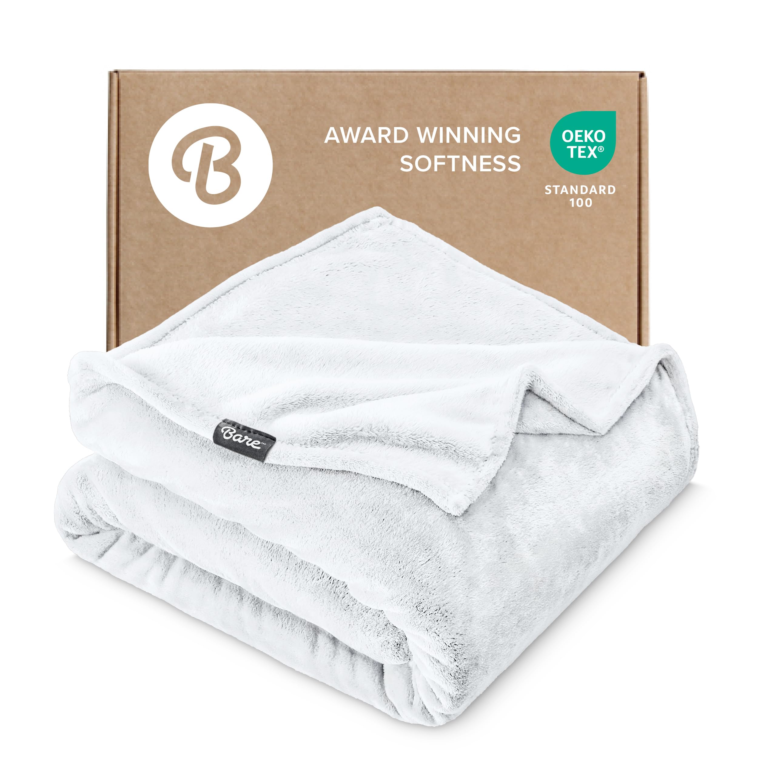 Bare Home Fleece Blanket Luxury Microplush (King, White)
