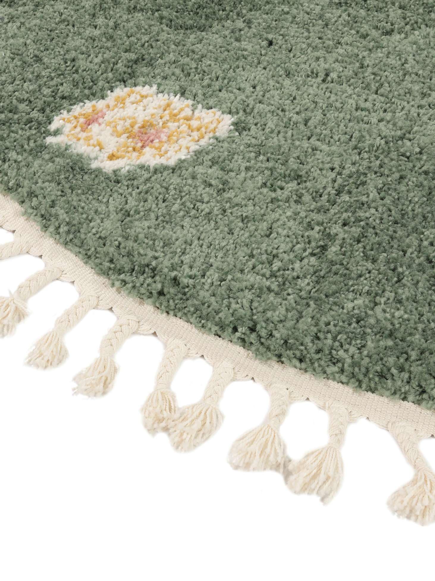 RugVista Linnea, Tapis pour Enfants, Modernes, Ø 100 cm, Rond, Poil Moyen, Salle de séjour, Chambre d'enfant, Chambre, Couloir, Nettoyage à Sec Seulement, sans Produits Chimiques Dangereux, Vert