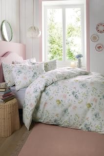 Pembroke Rose 100% Cotton Duvet Cover Set In White (Double Duvet Cover Set 200cm x 200cm)