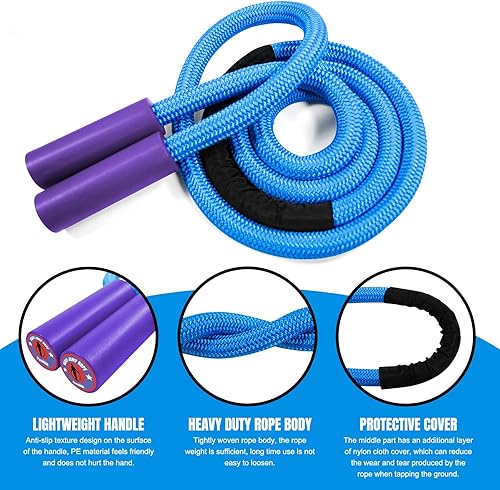 Miniatura 3 de Cuerdas de saltar con peso con mango de rotación de 360 grados. Cuerda de saltar pesada de 1 pulgada, 2.7 libras3 libras para hombres y mujeres,