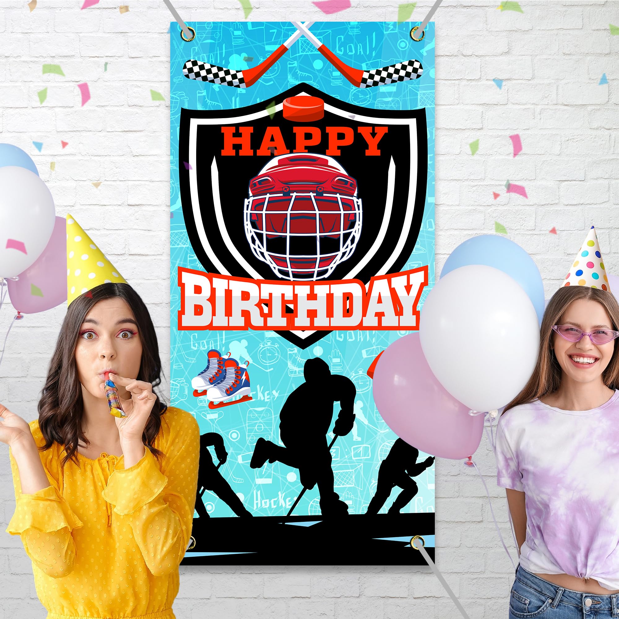 Ice Hockey Competition Theme Children's And Boys Hockey Birthday Party Decoration Banner Cake Table Decoration Background Props - 15