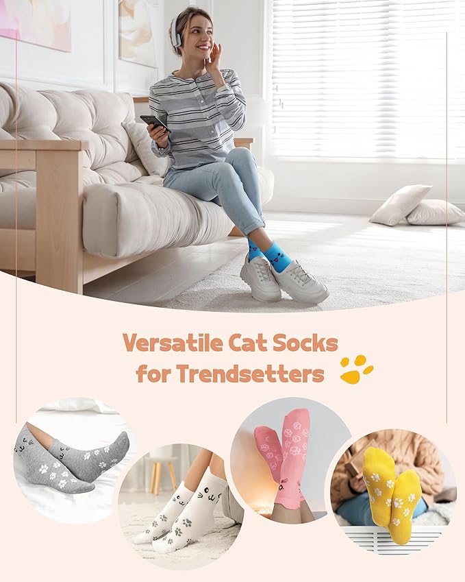 Calcetines de gato para mujer, divertidos y originales, regalo de Navidad miniatura 7