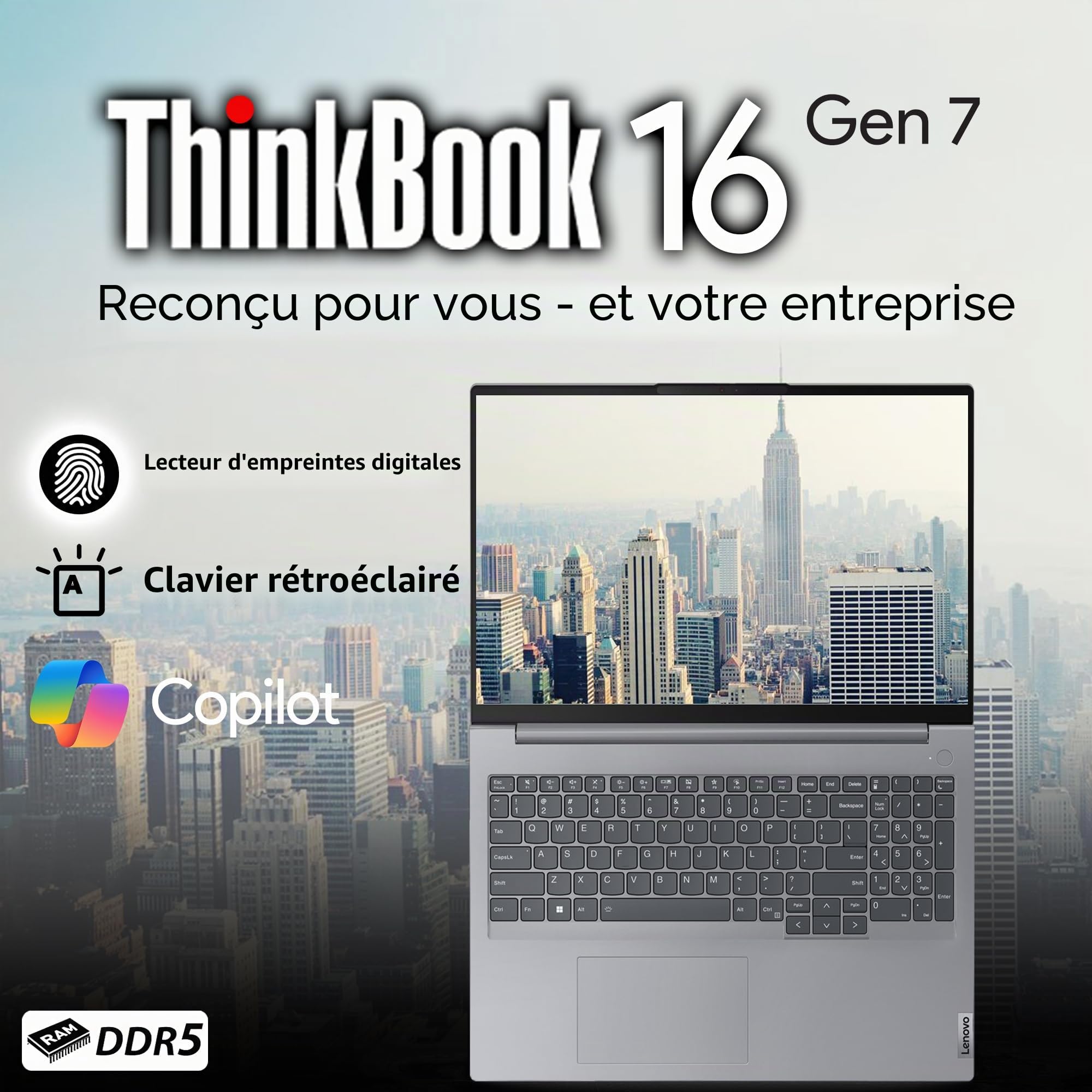 Lenovo ThinkBook 16 G7 AMD Ryzen 7 7735HS, 32 Go de RAM DDR5, 1 To SSD