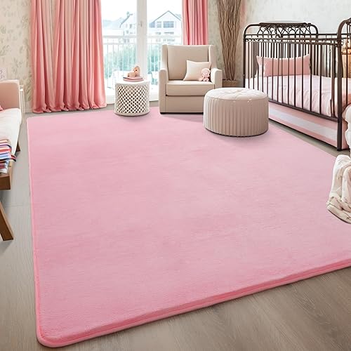 Vista 171 de JUNOVO - Alfombras de área ultra suaves de 4 x 5.3 pies, alfombras esponjosas para dormitorio, niños, niñas, bebés, sala de estar, suelo, cuarto