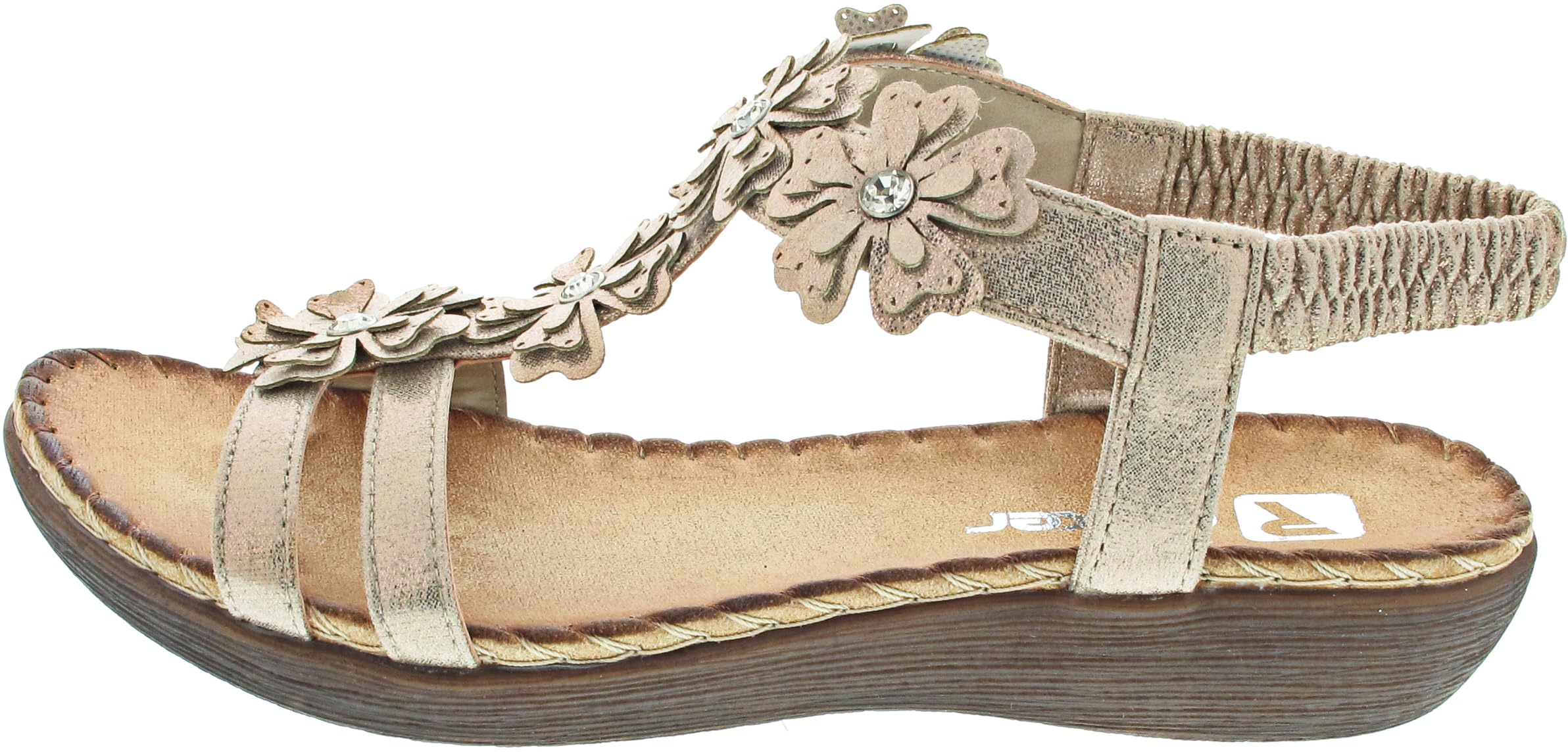 Rieker Women's V7573 Wedge Sandals, Gold, 38 EU