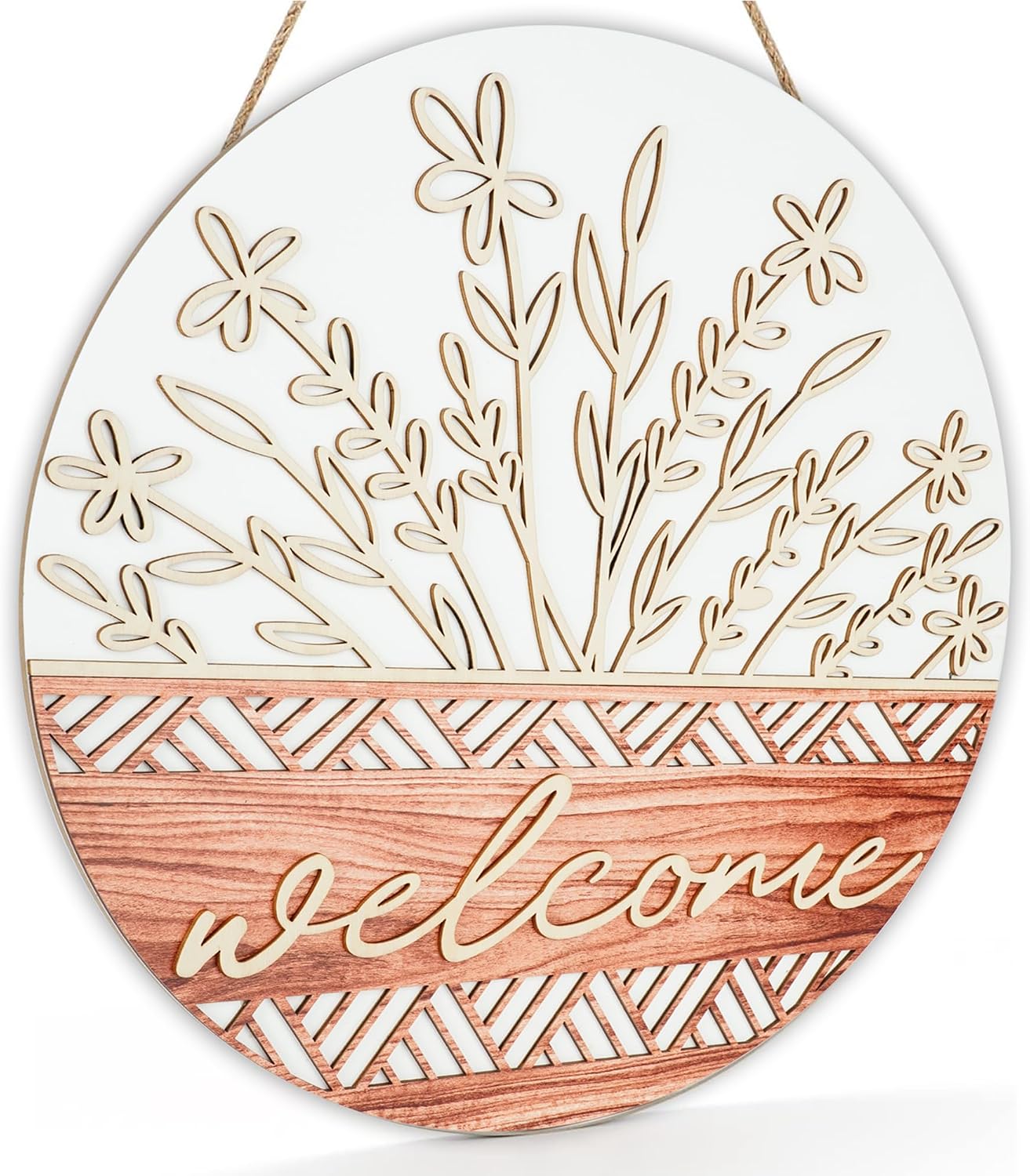 Dazingart 16” Large 3D Welcome Front Door Sign , Wild Flower Front Door Hanger , Rustic Year Round Wood Wreaths Wall Hanging Outdoor, Farmhouse Porch Decorations for Spring Summer Fall All Seasons Holiday Halloween Christmas (Welcome Black)