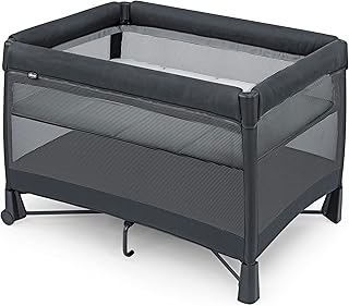 Dash Instant Setup Play Yard, Portable Crib with Removable Bassinet, Playpen for Babies and Toddlers | Charcoal/Grey