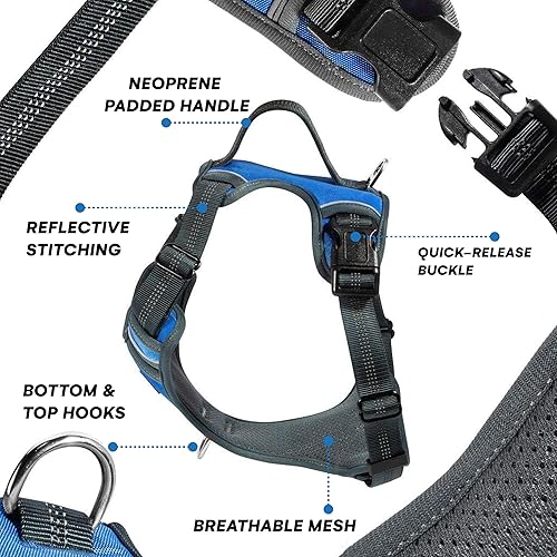 Miniatura 5 de Black Rhino - The Comfort Arnés para perro con chaleco acolchado de malla para razas pequeñas y grandes  Ajustable  Reflectante  2 accesorios de