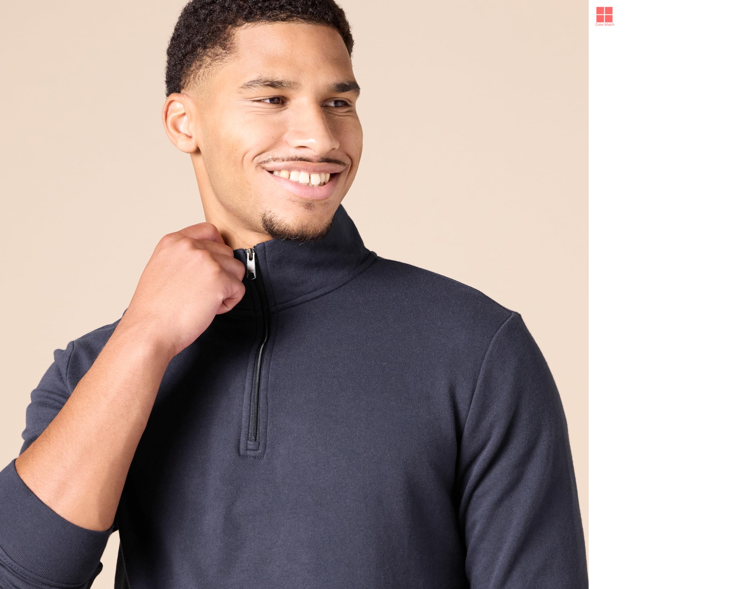 Amazon Essentials Homme Sweat-Shirt à Col Montant, à Fermeture Éclair 3/4, en Tissu Éponge French Terry Léger