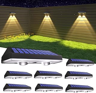 HAMLITE Solar Fence Lights Outdoor Garden,Solar Wall Lights Outdoor Waterproof,Bright Solar Powered Garden Fence Lights 3 Color Modes for Outside Deck Patio Decking Gate Yard Decoration-4Pack