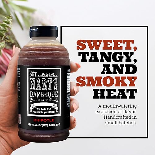 Miniatura 4 de SGT. Hart's Chipotle - Salsa BBQ con sabor a chipotle, 22.04 onzas, salsa barbacoa para pollo, carne de res, cerdo, mariscos, fideos, hamburguesas,