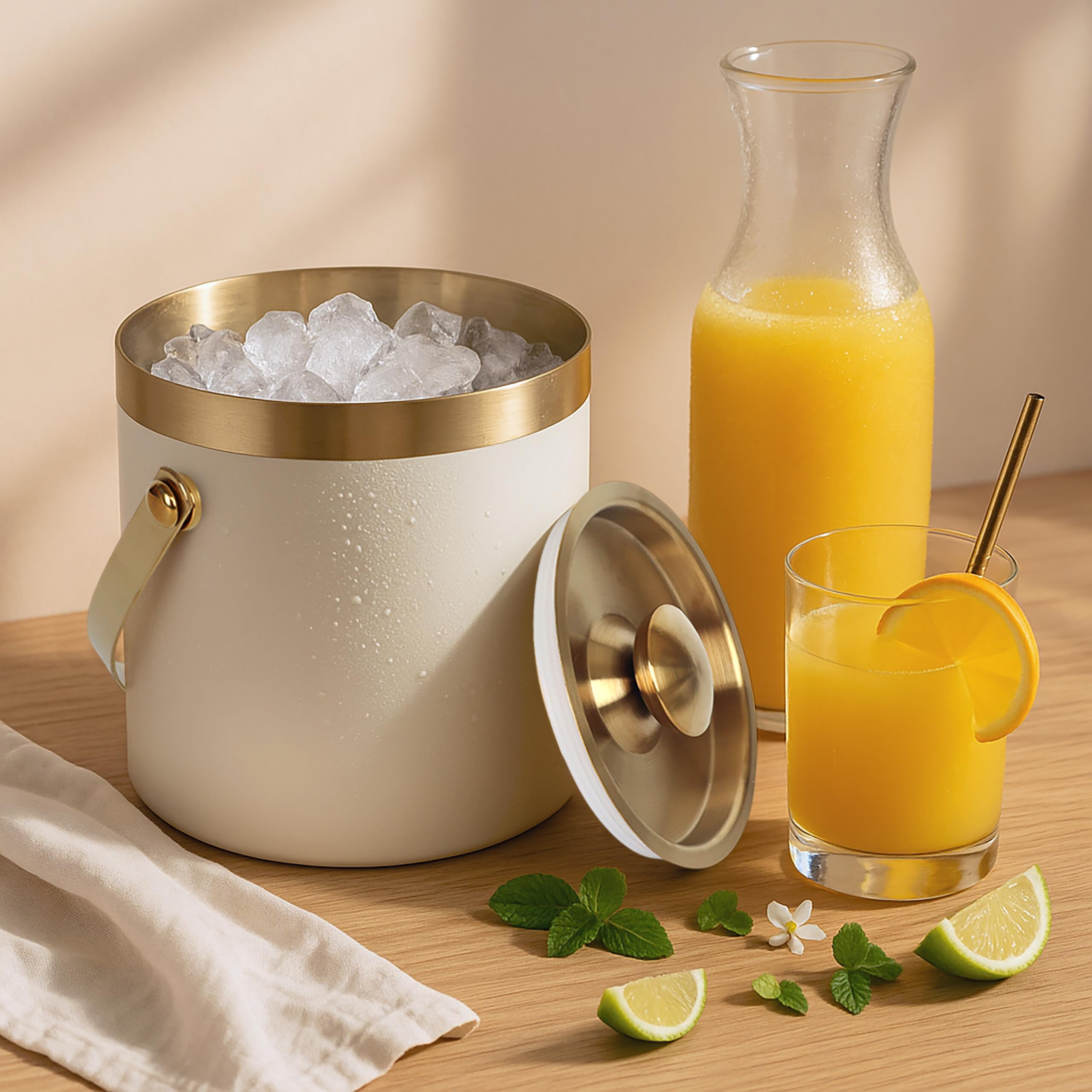 Relaxdays Secchiello per Il Ghiaccio con Coperchio, Glacette a Doppia Parete in Acciaio Inox, 1,5 Litri, V. Colori