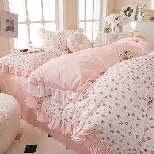 Miniatura 10 de EAVD Juego de edredón tamaño individual XL, juego de edredón floral azul de microfibra lavada suave, 1 edredón floral con 2 fundas de almohada,