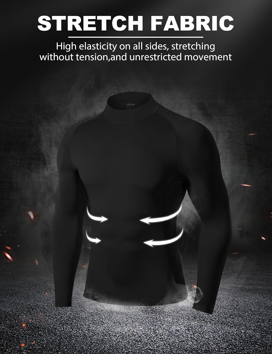 Roadbox Men's Mock Turtleneck Compression Shirt, Long Sleeve Undershirt