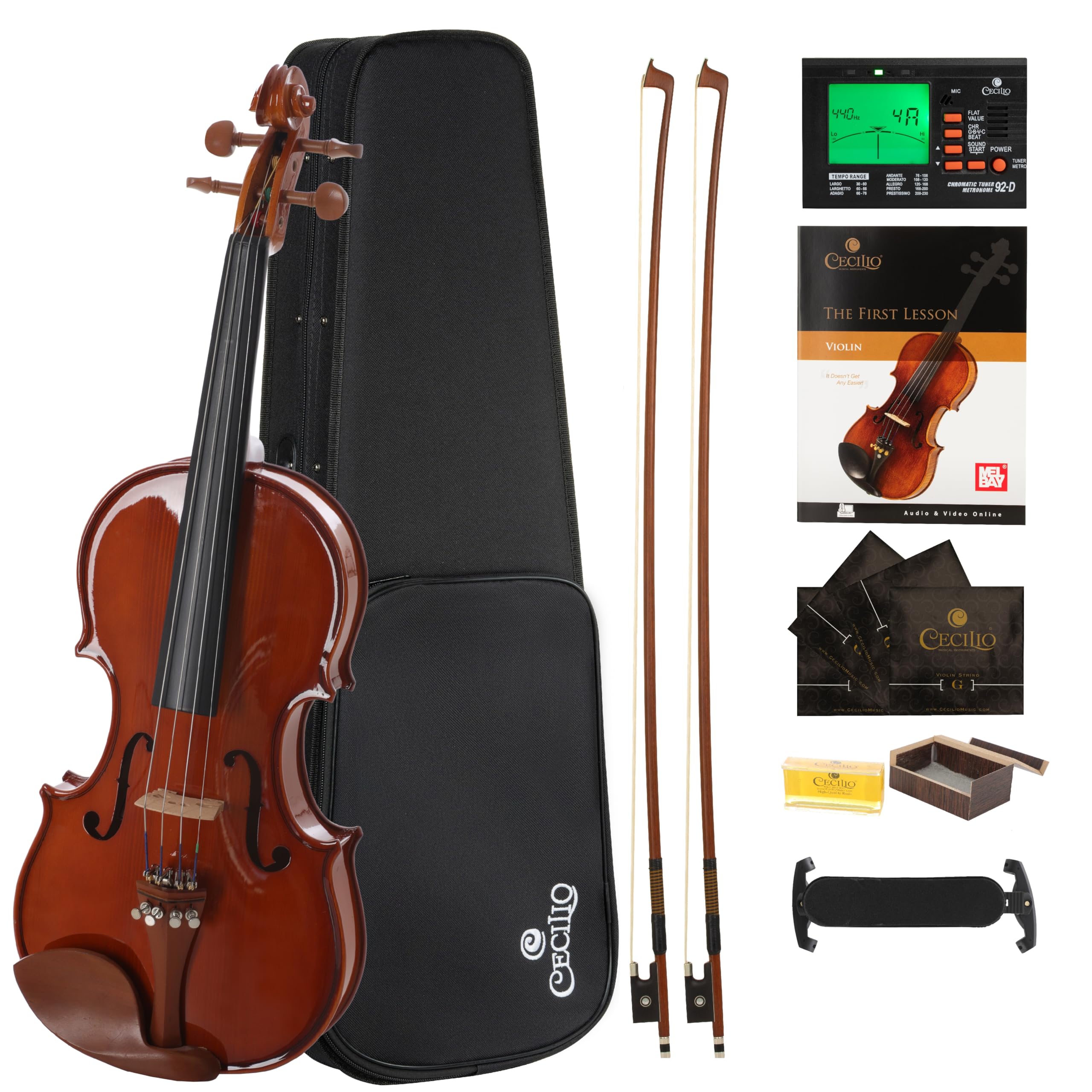 h*h様 サイレントバイオリン本体と付属品セット Cecilio Amazon.com: Cecilio Violin Solidwood Violin with 2 Brazilwood Bows