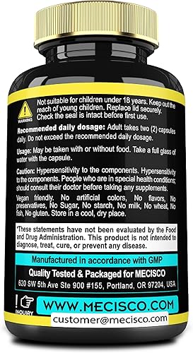Miniatura 8 de Mecisco Suplemento de hoja de gordolobo con raíz de ginseng Panax, Cordyceps Sinensis y más - 60 cápsulas - Apoyo 11 en 1 para la salud