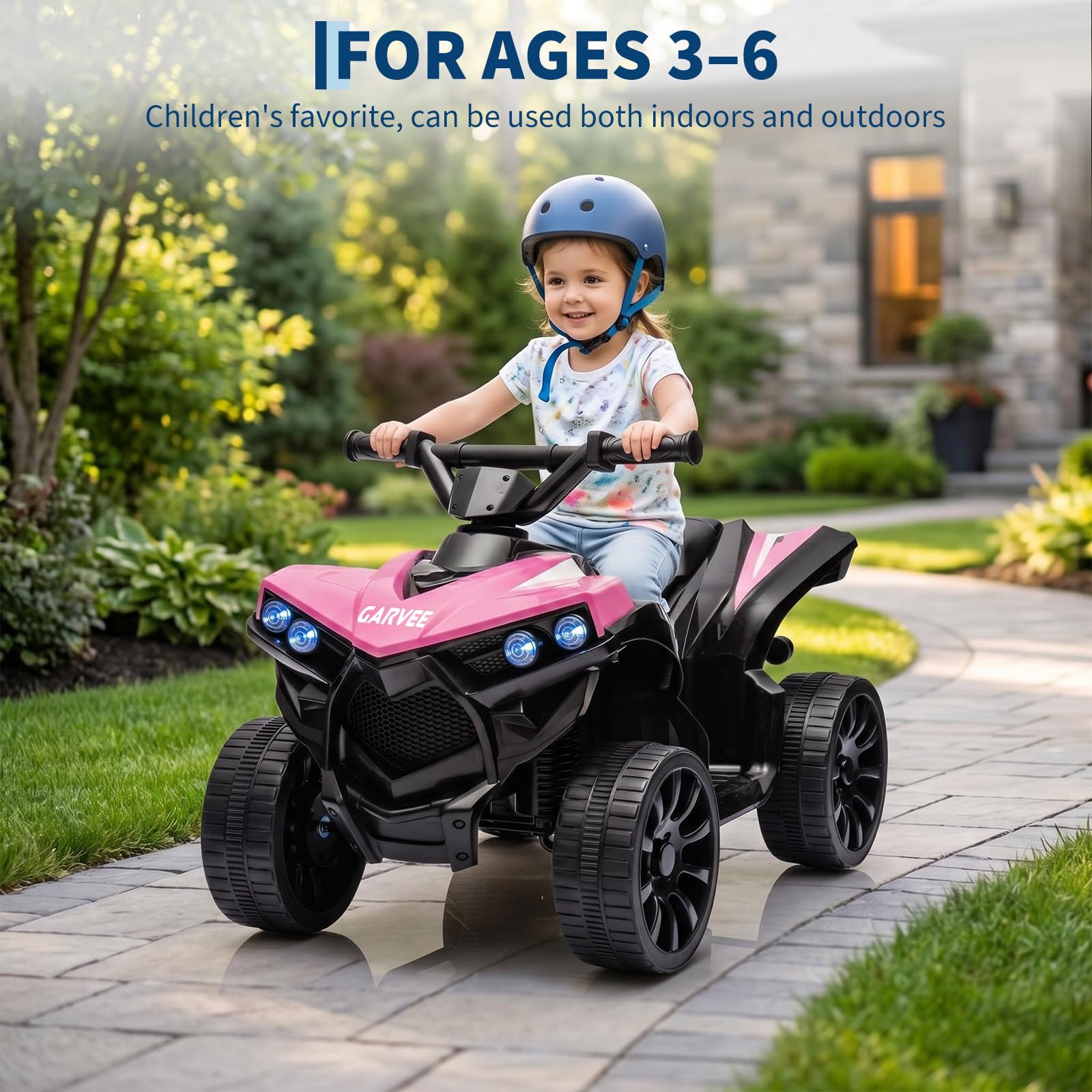 Kinder Elektroquad 6V, Kinderquad Elektro mit 6V 4.5Ah Akku | Elektrisches Kinderfahrzeug ATV mit Scheinwerfern & Hupe, Elektro-Quad für Jungen & Mädchen 3-6 Jahre, Max. 30 kg, Pink