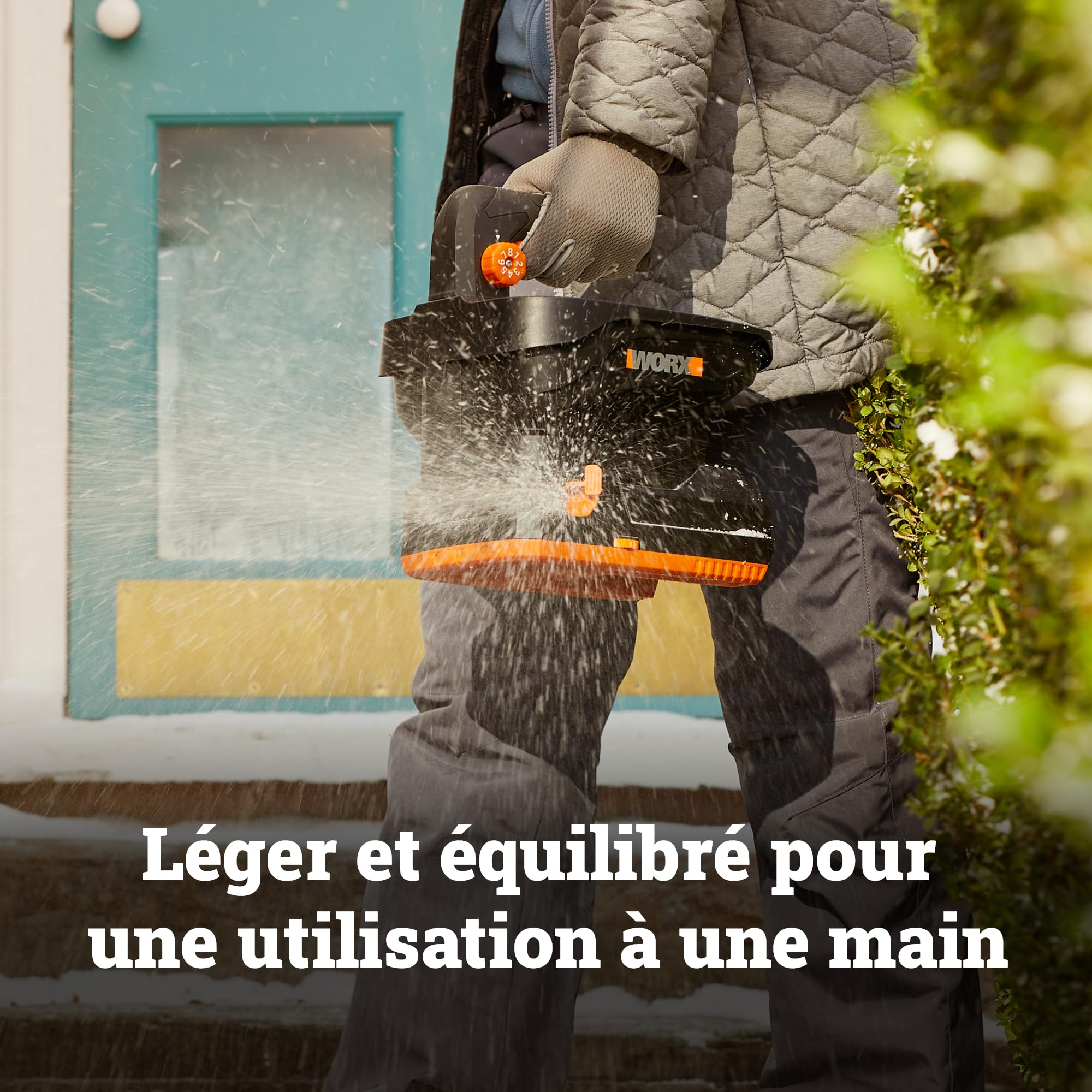 WORX Épandeur sans fil universel 20V WG869E.9, largeur d’épandage 5 m, réservoir 3,3 L, jusqu’à 550 m² par remplissage, débit réglable, pour engrais et sel de déneigement, sans batterie ni chargeur