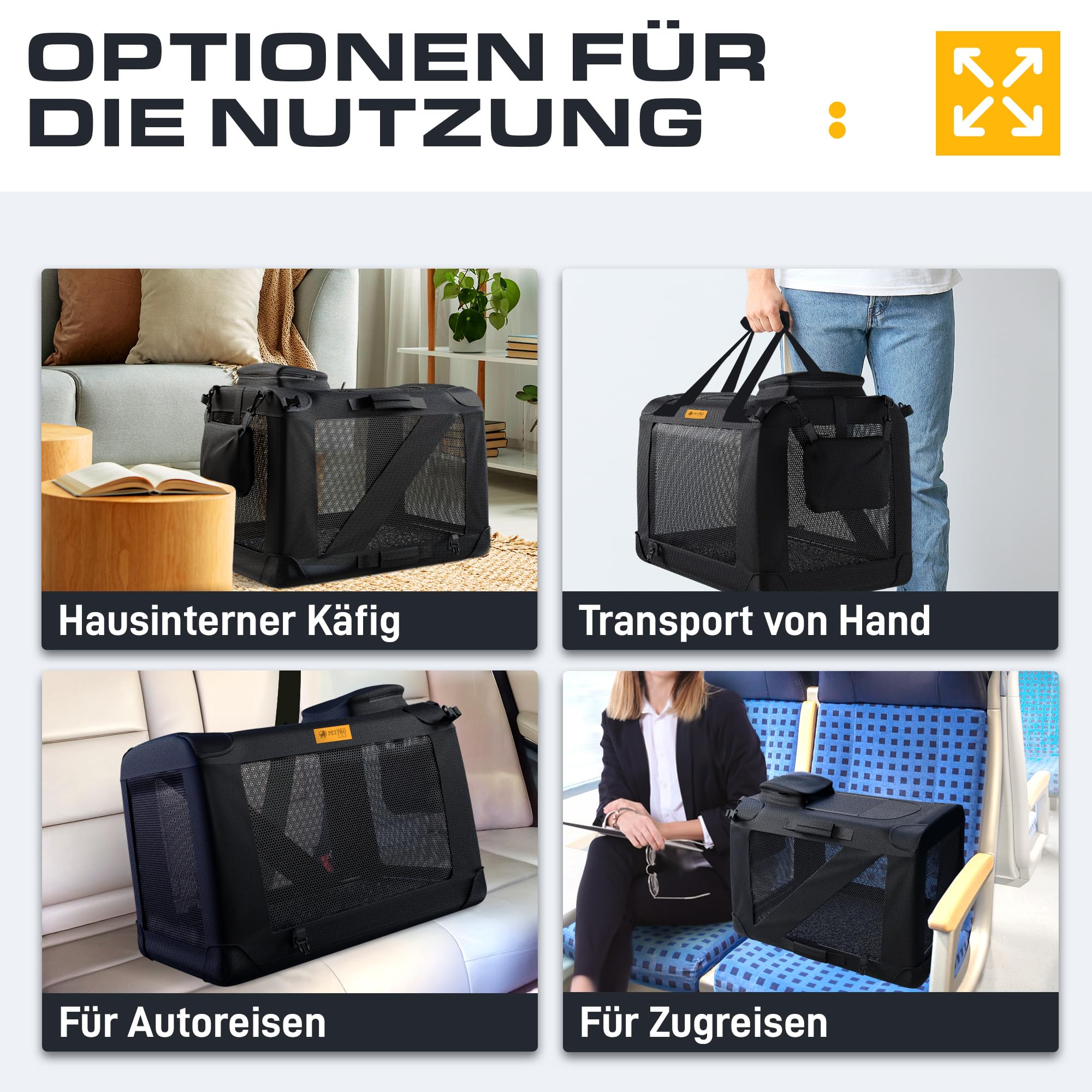 PetProved Hundebox Auto Faltbar Transportbox Hund Hundebox Auto Kleiner Hunde Hundetransportbox Auto Transportbox Hund Hunde Transportboxen Faltbare Hundebox Hundetransportbox Faltbar Hundeboxen