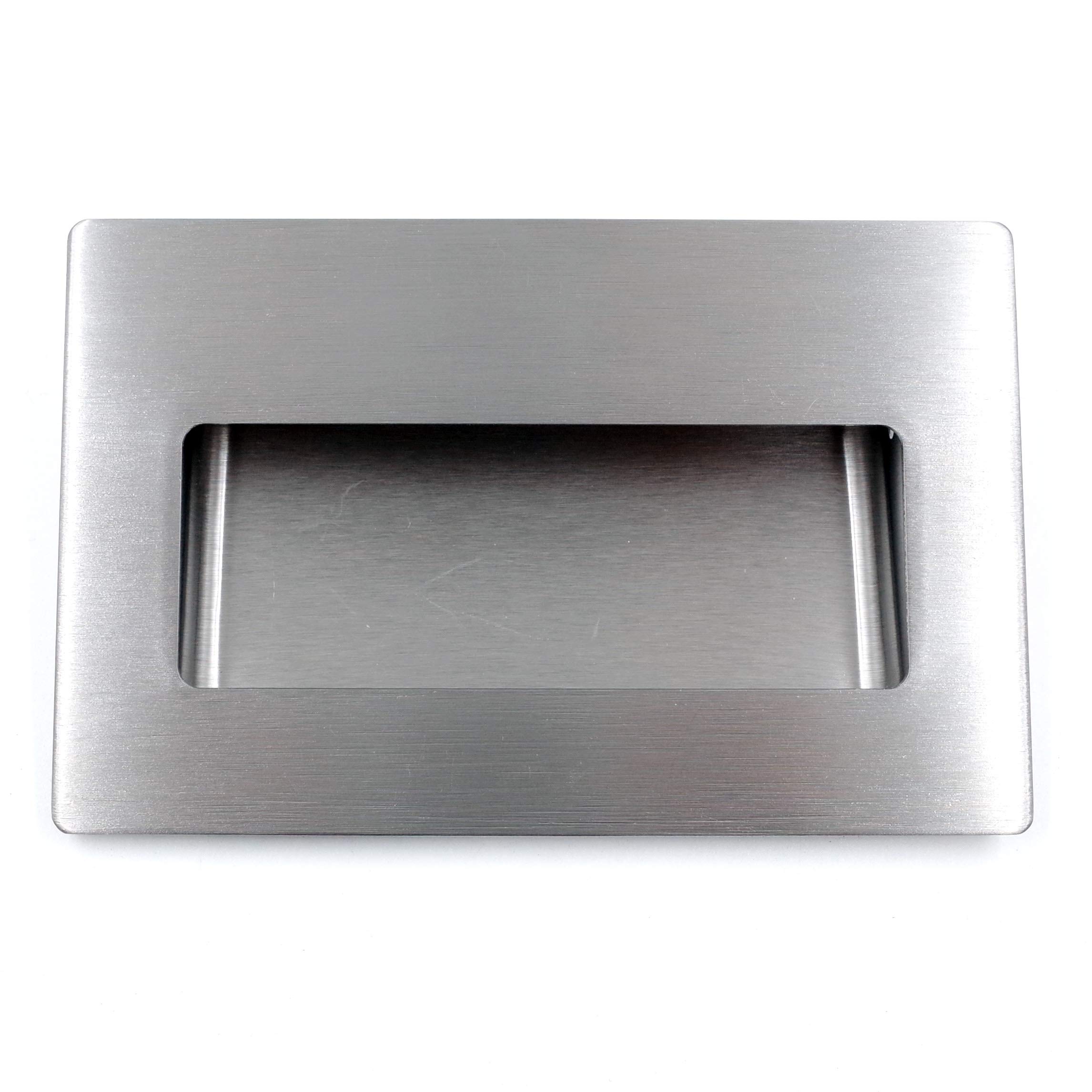 2-Pack Concealed Recessed Pulls Handles - 5" x 3-1/4" Screw Concealed, Brushed Nickel, Rectangular Hidden Flush Pulls for Drawers Cupboards Cabinet Closet Doors, PCS128